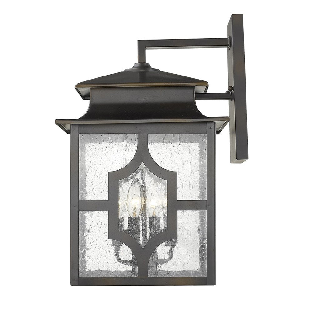 Black And Clear Four Light Seeded Dimmable Outdoor Hanging Lights With Black And Clear Shades
