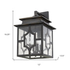Black And Clear Four Light Seeded Dimmable Outdoor Hanging Lights With Black And Clear Shades