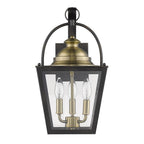 Black Clear And Brass Three Light Transparent Dimmable Outdoor Hanging Lights With Black Clear And Brass Shades
