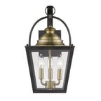 Black Clear And Brass Three Light Transparent Dimmable Outdoor Hanging Lights With Black Clear And Brass Shades