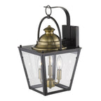 Black Clear And Brass Three Light Transparent Dimmable Outdoor Hanging Lights With Black Clear And Brass Shades