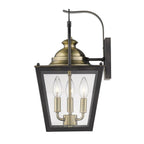 Black Clear And Brass Three Light Transparent Dimmable Outdoor Hanging Lights With Black Clear And Brass Shades