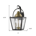 Black Clear And Brass Three Light Transparent Dimmable Outdoor Hanging Lights With Black Clear And Brass Shades