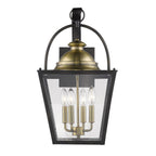 Black Clear And Brass Four Light Transparent Dimmable Outdoor Hanging Lights With Black Clear And Brass Shades