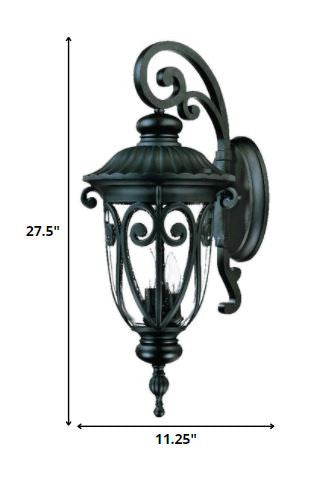 Black And Clear Three Light Seeded Dimmable Outdoor Hanging Lights With Black And Clear Shades
