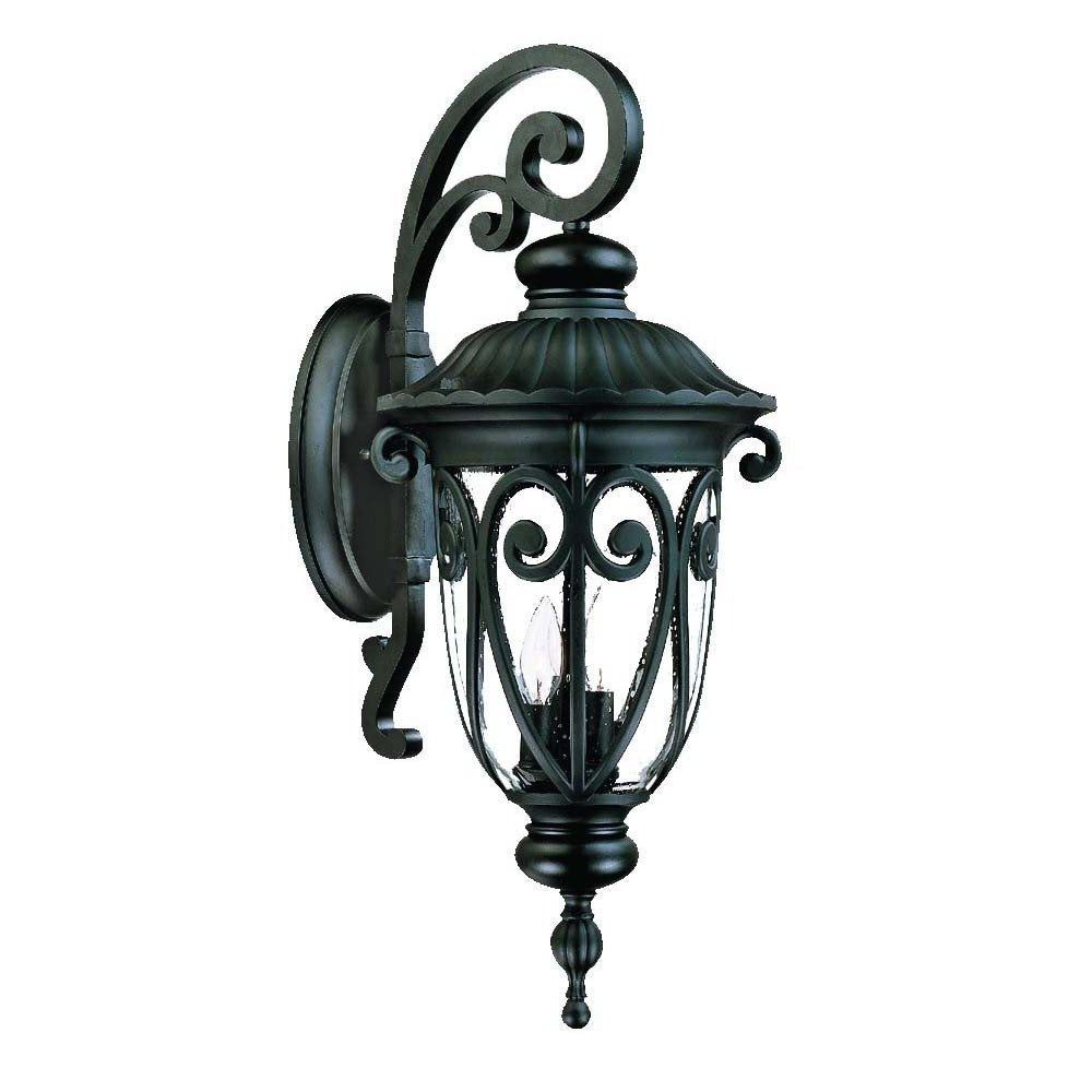 Black And Clear Three Light Seeded Dimmable Outdoor Hanging Lights With Black And Clear Shades
