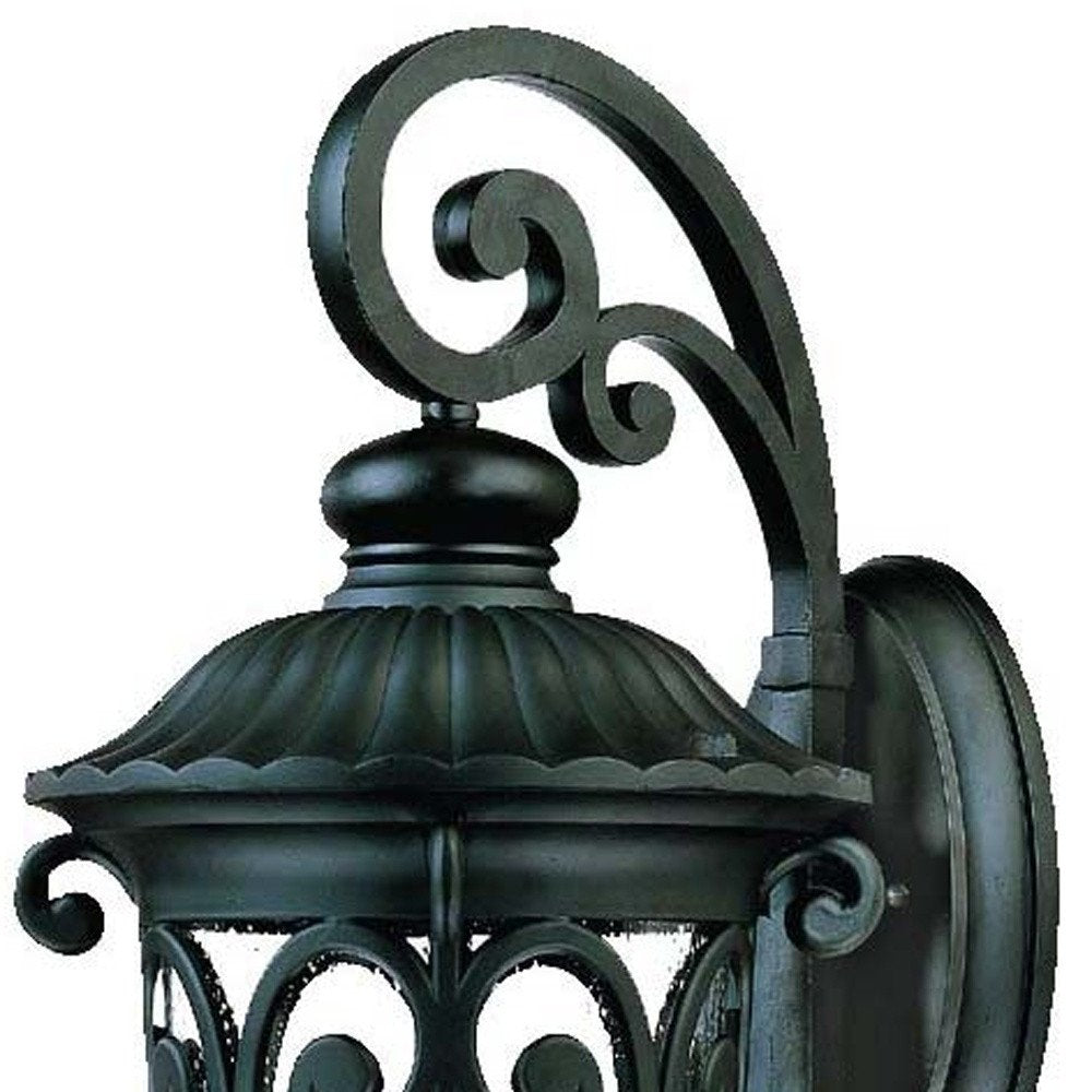 Black And Clear Three Light Seeded Dimmable Outdoor Hanging Lights With Black And Clear Shades