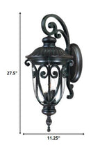 Black And Clear Three Light Seeded Dimmable Outdoor Hanging Lights With Black And Clear Shades