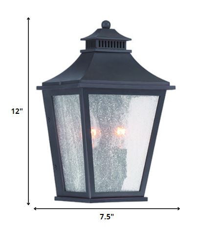 Black And Clear Two Light Frosted Dimmable Outdoor Hanging Lights With Black And Clear Shades