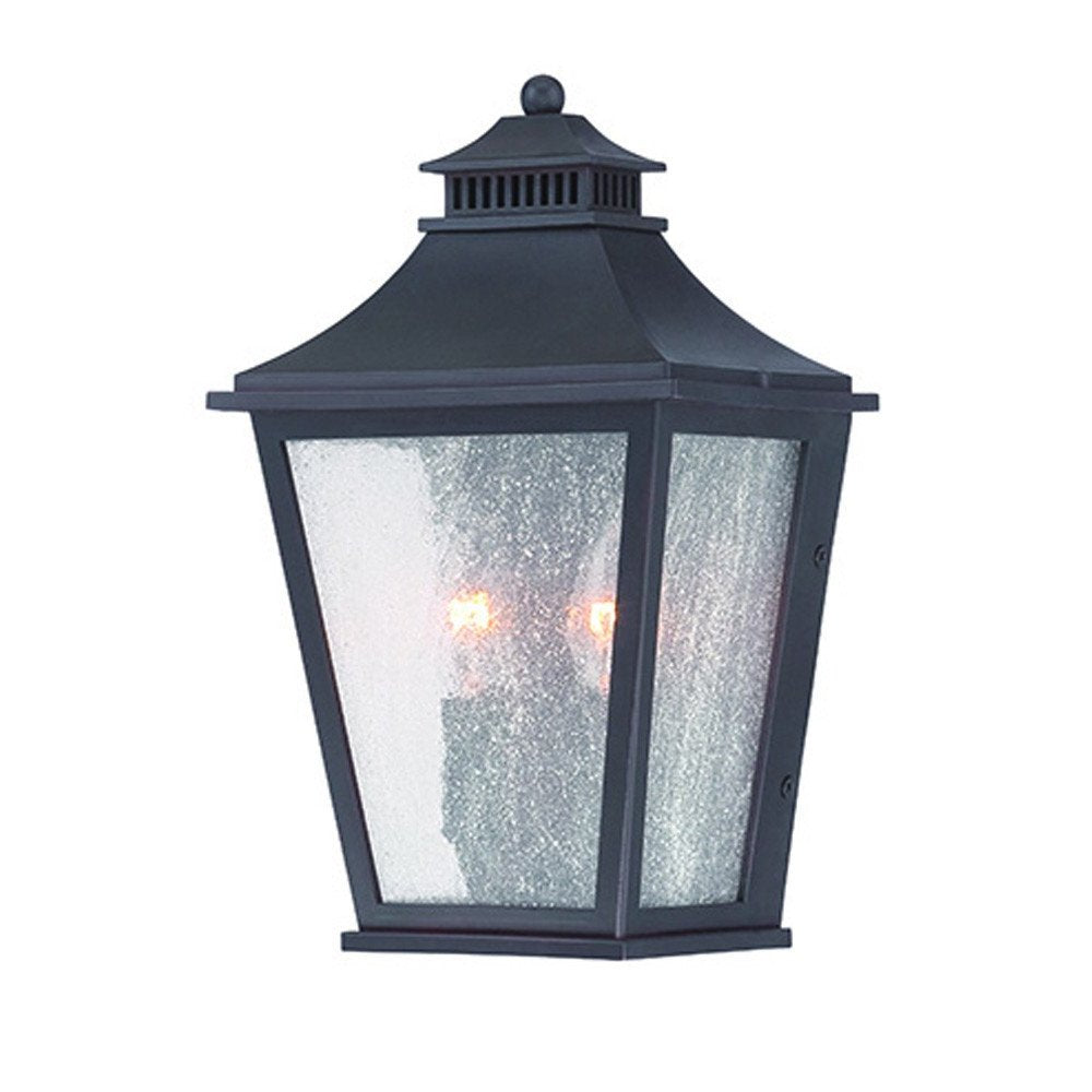 Black And Clear Two Light Frosted Dimmable Outdoor Hanging Lights With Black And Clear Shades