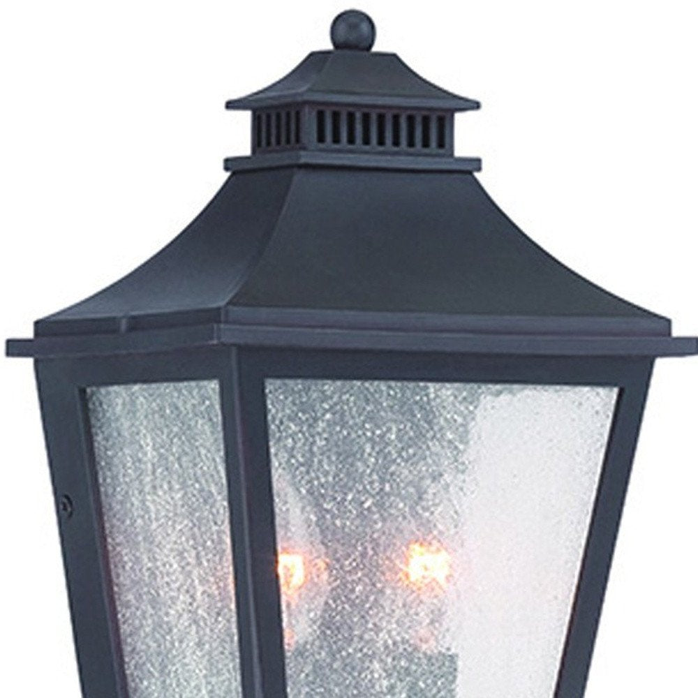 Black And Clear Two Light Frosted Dimmable Outdoor Hanging Lights With Black And Clear Shades