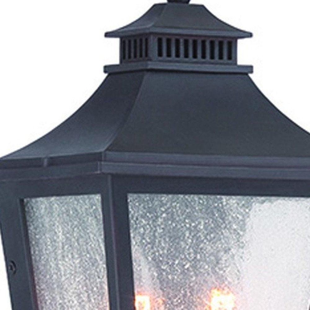 Black And Clear Two Light Frosted Dimmable Outdoor Hanging Lights With Black And Clear Shades