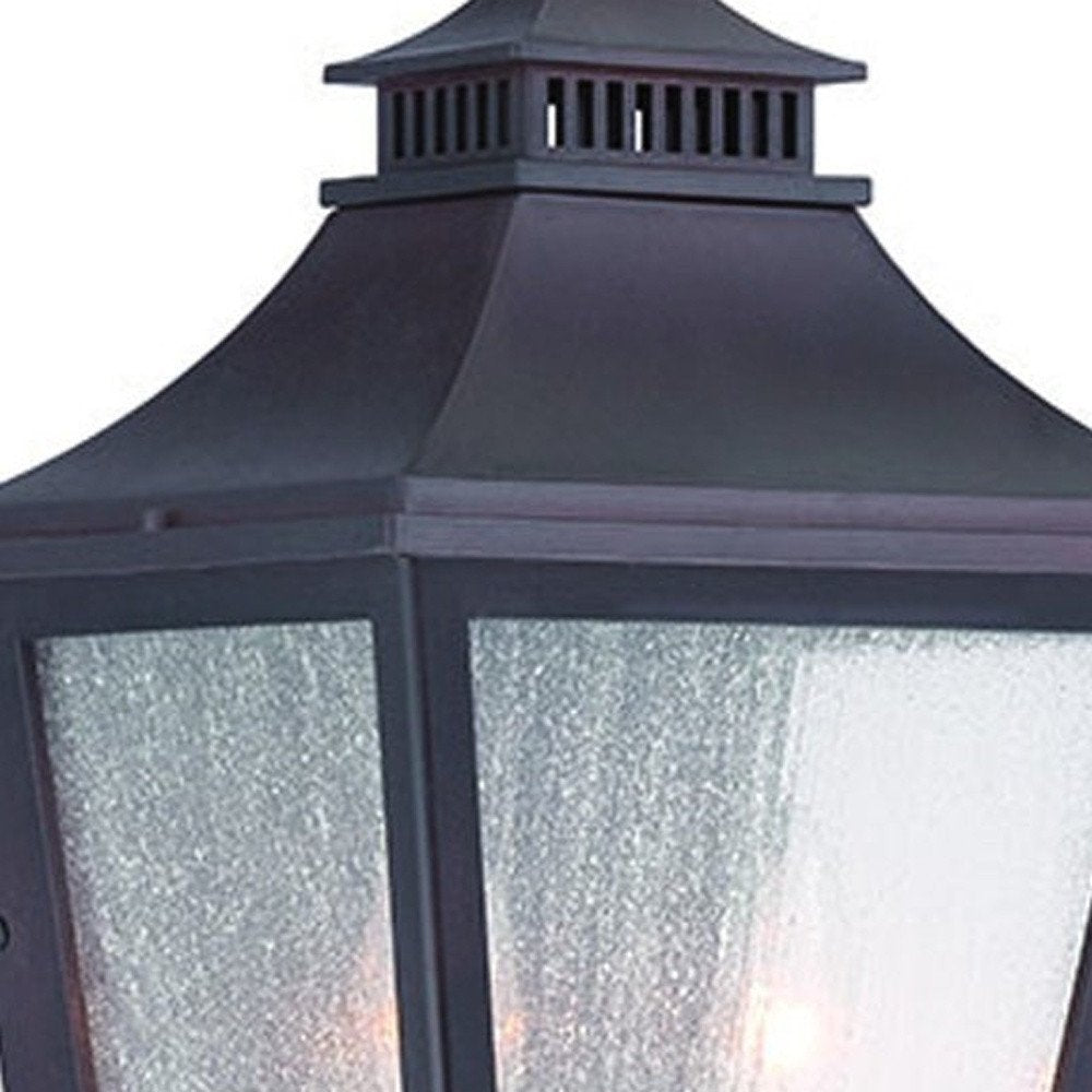 Black And Clear Two Light Seeded Dimmable Outdoor Hanging Lights With Black And Clear Shades