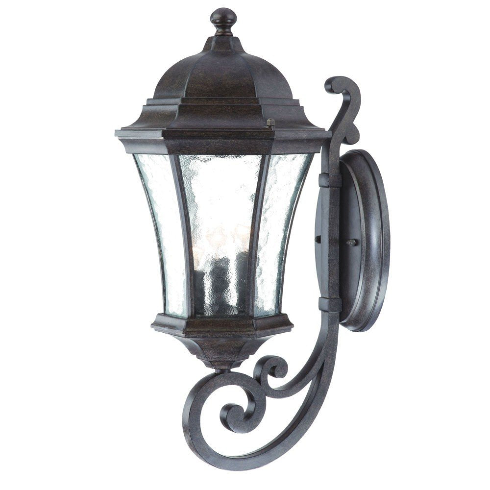 Black And Clear Three Light Hammered Dimmable Outdoor Hanging Lights With Black And Clear Shades