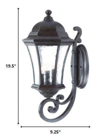 Black And Clear Three Light Hammered Dimmable Outdoor Hanging Lights With Black And Clear Shades