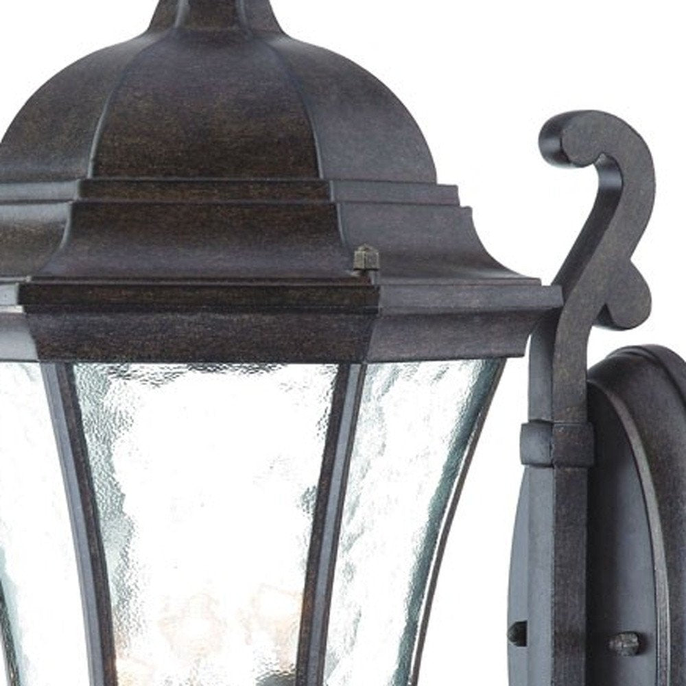 Black And Clear Three Light Hammered Dimmable Outdoor Hanging Lights With Black And Clear Shades