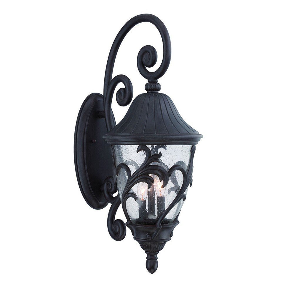 Black And Clear Three Light Frosted Dimmable Outdoor Hanging Lights With Black And Clear Shades