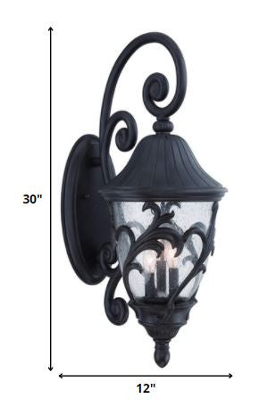 Black And Clear Three Light Frosted Dimmable Outdoor Hanging Lights With Black And Clear Shades