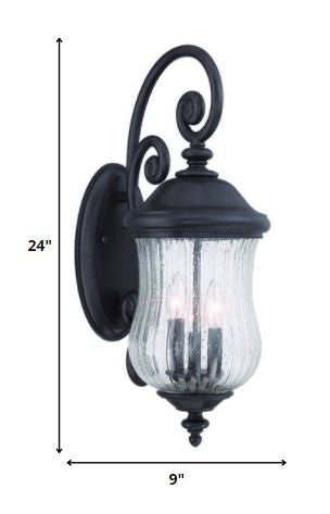 Black And Clear Three Light Seeded Dimmable Outdoor Hanging Lights With Black And Clear Shades