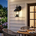 Three Light Matte Black Wide Hanging Lantern Wall Light
