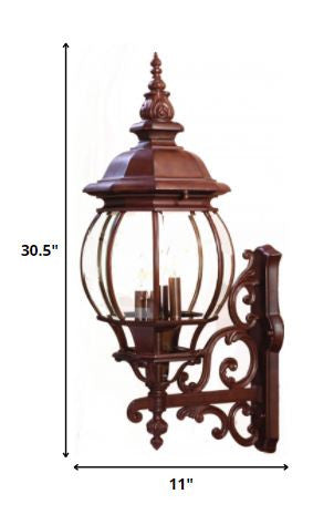 Walnut And Clear Four Light Beveled Dimmable Outdoor Hanging Lights With Walnut And Clear Shades