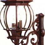 Walnut And Clear Four Light Beveled Dimmable Outdoor Hanging Lights With Walnut And Clear Shades