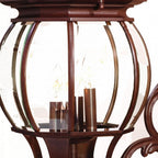 Walnut And Clear Four Light Beveled Dimmable Outdoor Hanging Lights With Walnut And Clear Shades