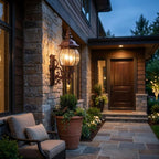Walnut And Clear Four Light Beveled Dimmable Outdoor Hanging Lights With Walnut And Clear Shades