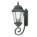 Black And Clear Three Light Hammered Dimmable Outdoor Hanging Lights With Black And Clear Shades