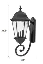 Black And Clear Three Light Hammered Dimmable Outdoor Hanging Lights With Black And Clear Shades
