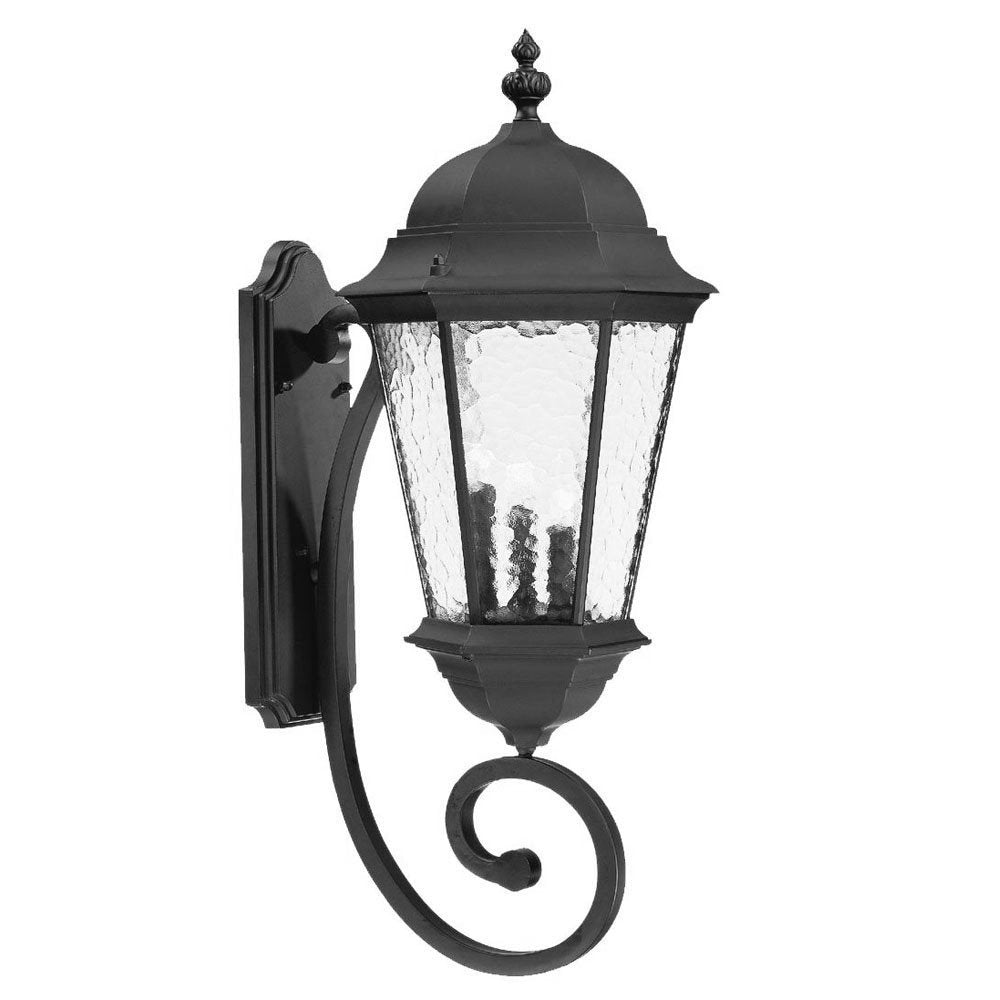 Black And Clear Three Light Hammered Dimmable Outdoor Hanging Lights With Black And Clear Shades