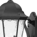 Black And Clear Three Light Hammered Dimmable Outdoor Hanging Lights With Black And Clear Shades