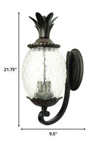 Black And Clear Three Light Crackled Dimmable Outdoor Hanging Lights With Black And Clear Shades