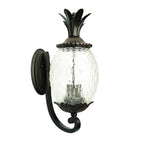 Black And Clear Three Light Crackled Dimmable Outdoor Hanging Lights With Black And Clear Shades