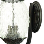 Black And Clear Three Light Crackled Dimmable Outdoor Hanging Lights With Black And Clear Shades