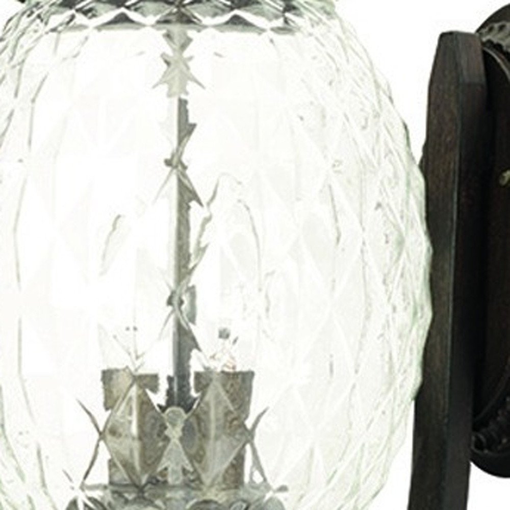 Black And Clear Three Light Crackled Dimmable Outdoor Hanging Lights With Black And Clear Shades