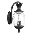 Black And Clear Three Light Crackled Dimmable Outdoor Hanging Lights With Black And Clear Shades