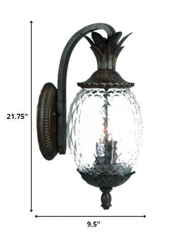 Black And Clear Three Light Crackled Dimmable Outdoor Hanging Lights With Black And Clear Shades