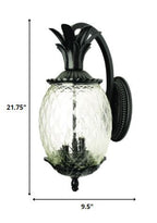 10" Black And Clear Metal and Glass Three Lights Flush Mounted Sconce