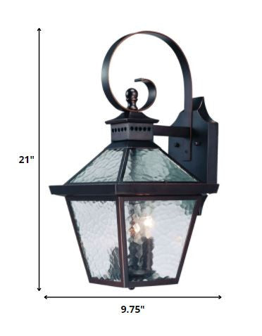 Bronze And Clear Three Light Hammered Dimmable Outdoor Hanging Lights With Bronze And Clear Shades