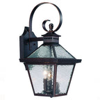 Bronze And Clear Three Light Hammered Dimmable Outdoor Hanging Lights With Bronze And Clear Shades