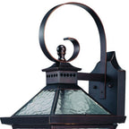 Bronze And Clear Three Light Hammered Dimmable Outdoor Hanging Lights With Bronze And Clear Shades