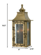 Brass And Clear Two Light Transparent Dimmable Outdoor Hanging Lights With Brass And Clear Shades