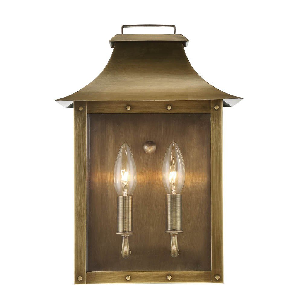 Brass And Clear Two Light Transparent Dimmable Outdoor Hanging Lights With Brass And Clear Shades