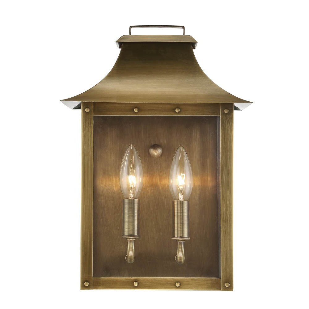 Brass And Clear Two Light Transparent Dimmable Outdoor Hanging Lights With Brass And Clear Shades