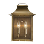 Brass And Clear Two Light Transparent Dimmable Outdoor Hanging Lights With Brass And Clear Shades
