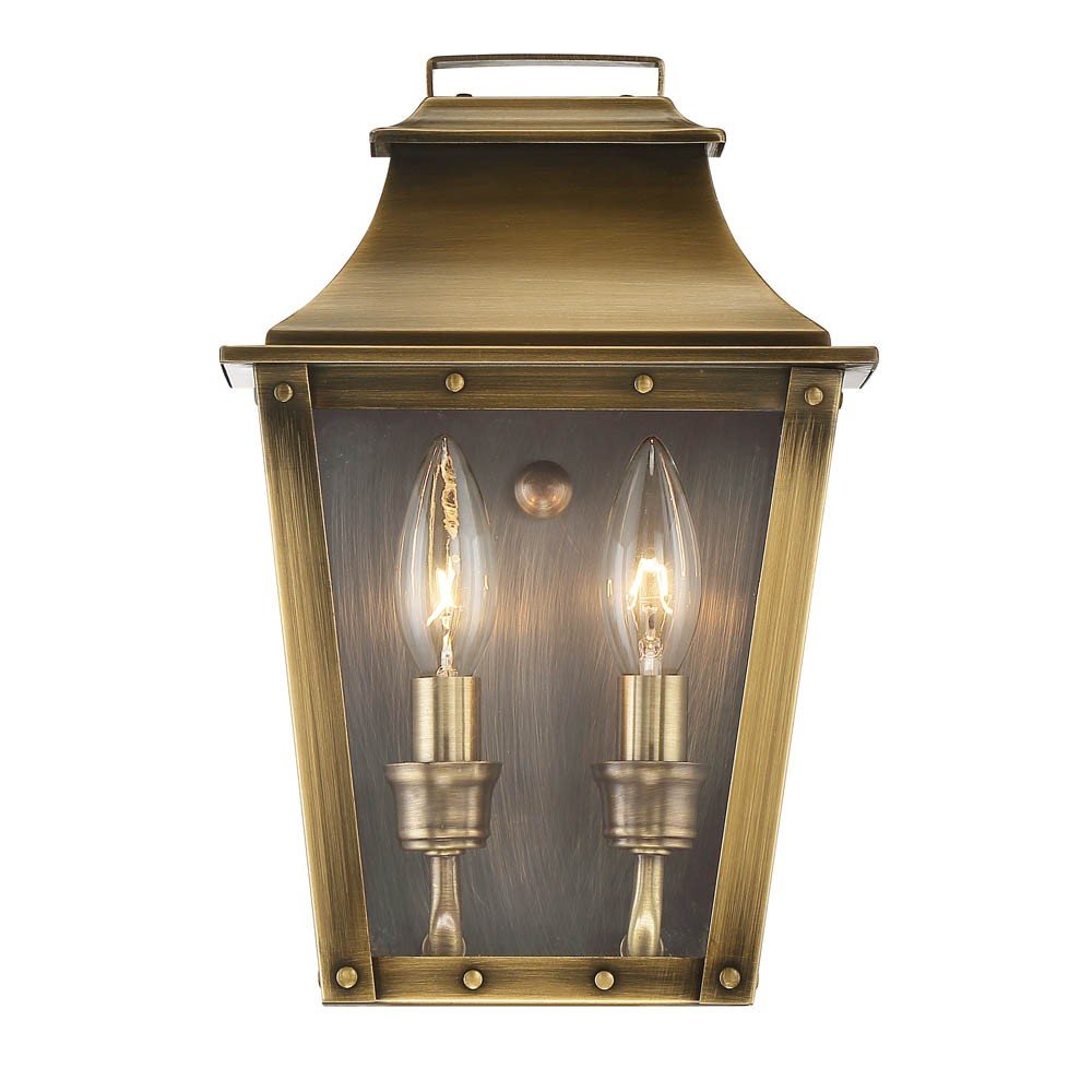Brass And Clear Two Light Transparent Dimmable Outdoor Hanging Lights With Brass And Clear Shades