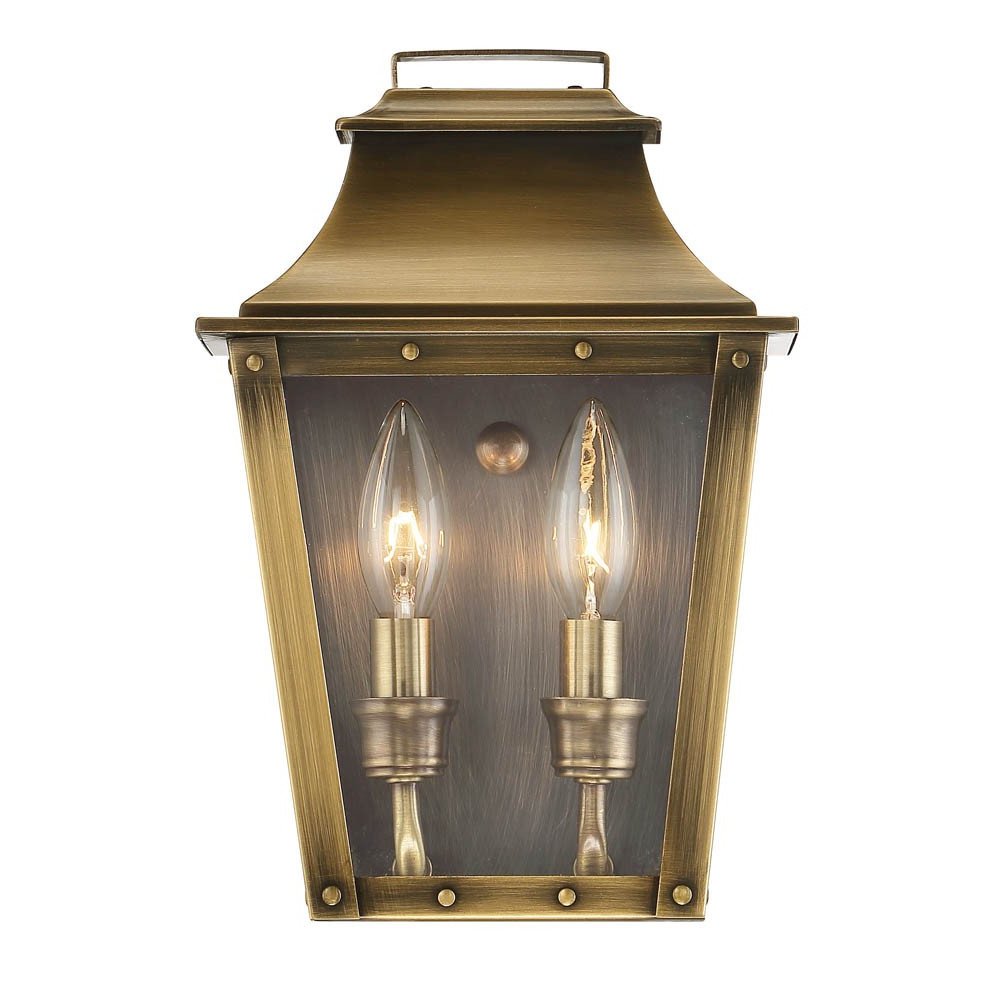 Brass And Clear Two Light Transparent Dimmable Outdoor Hanging Lights With Brass And Clear Shades