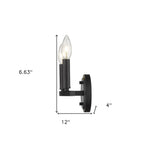7" Black Metal Vanity Flush Mounted Sconce