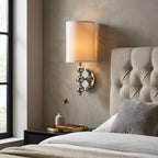 Silver Chrome Wall Light with Linen Fabric Shade